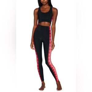 Beach Riot Tropical Wave Megan Bra Top and High Rise Leggings Set, Size S